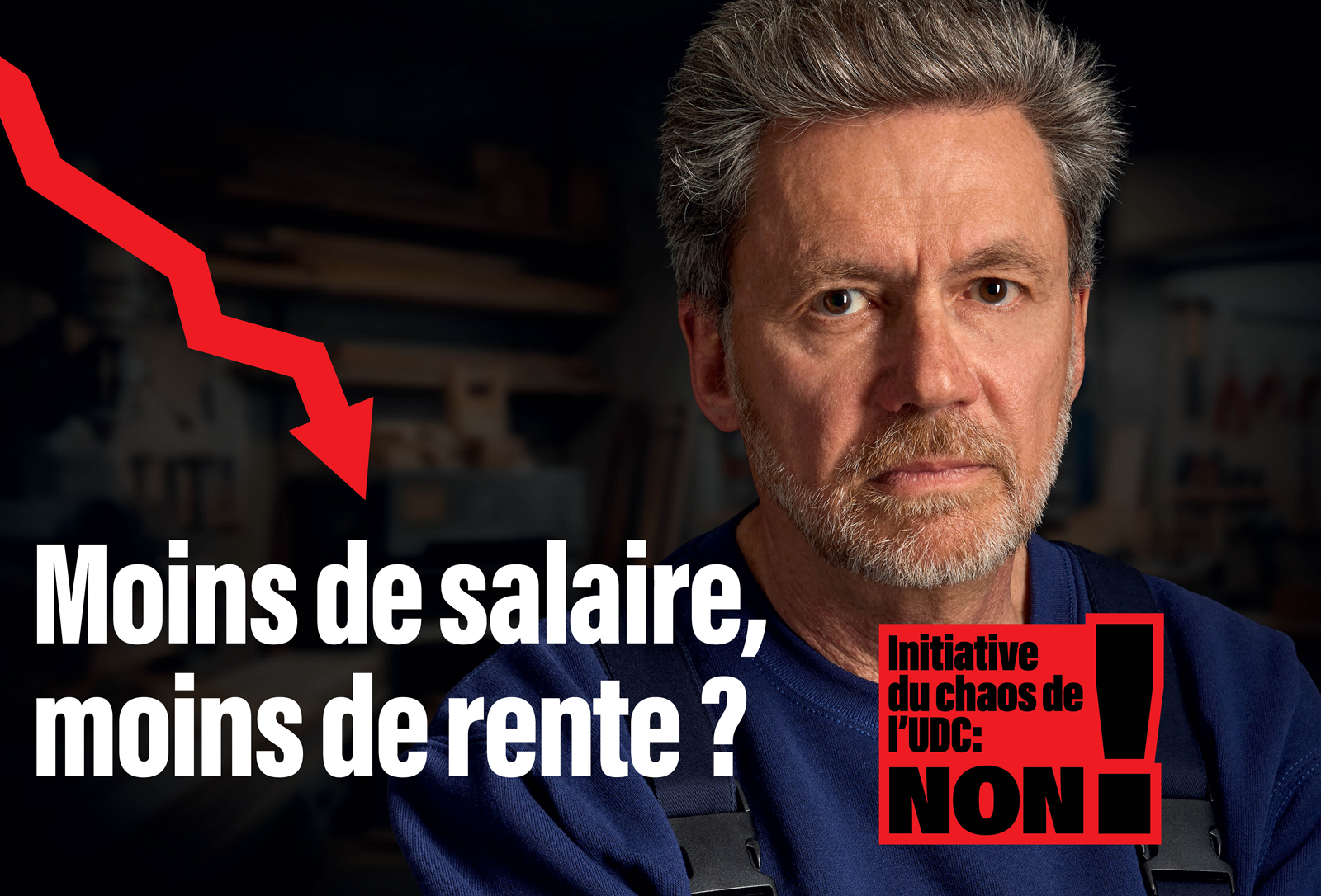 Plus d'infos sur la campagne Un homme qui dit: Moins de salaire, moins de rente? Non à l'initiative du chaos de l'UDC